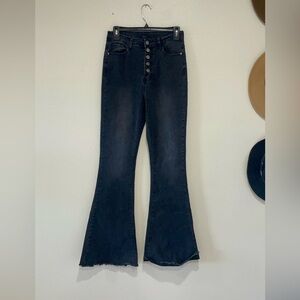 SHEIN Dark Flare Jeans with button designs